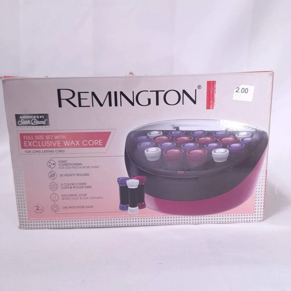 Remington Hot Rollers Full Sz Wax Core 20 Velvet Rollers Set Hair Curlers Tested